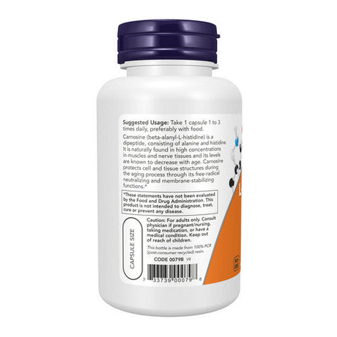 Now Foods, L-Carnosine, 500 mg, 100 Veg Caps Now Foods