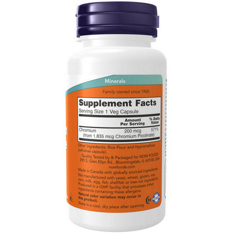 Now Foods, Chromium Picolinate, 200 Mg, 100 Veg Caps Now Foods