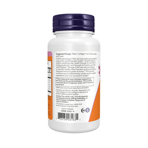 Now Foods, CoQ10 with Omega 3 Fish Oil, 60 mg, 60 Softgels Now Foods