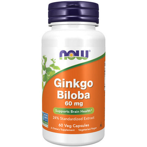 Now Foods, Ginkgo Biloba, 60 mg, 24% Standardized Extract, 60 Caps Now Foods