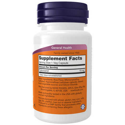 Now Foods, POLICOSANOL, 10 mg, 90 Vcaps Now Foods