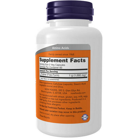 Now Foods, L-Proline, 500 mg, 120 Vcap Now Foods