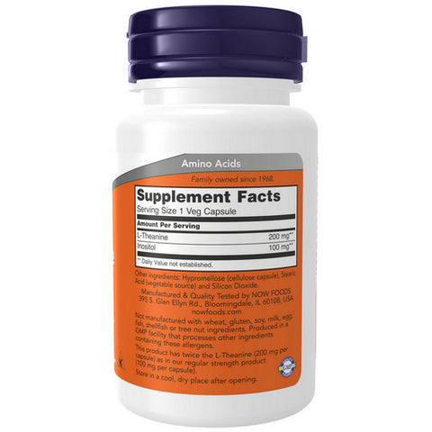 Now Foods, L-Theanine, 200 mg, 60 Vcaps Now Foods