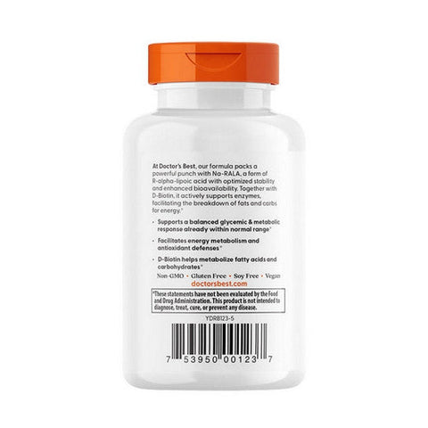 Doctors Best, Stabilised R-Lipoic Acid, 100 mg, 60 Veggie Caps Doctors Best