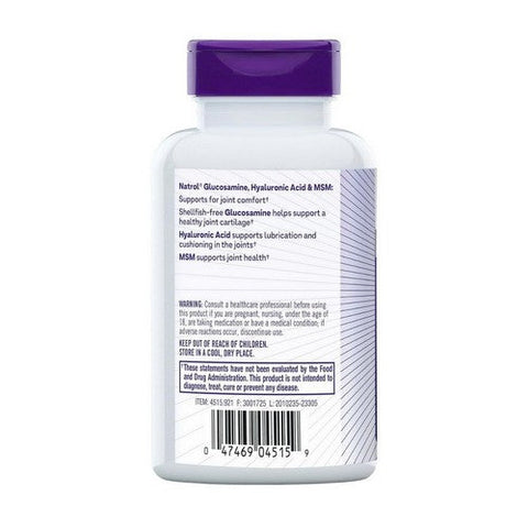 Natrol, Glucosamine Hyaluronic Acid And MSM, Vegetarian W/msm & Glucosamine 90 Caps Natrol
