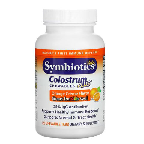 Symbiotics, Colostrum, Chewables Orange Cream 120 Wafers Symbiotics