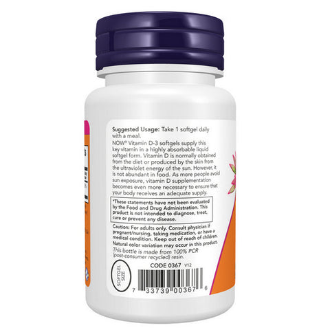 Now Foods, Vitamin D-3, 2000 IU, 120 Softgels Now Foods