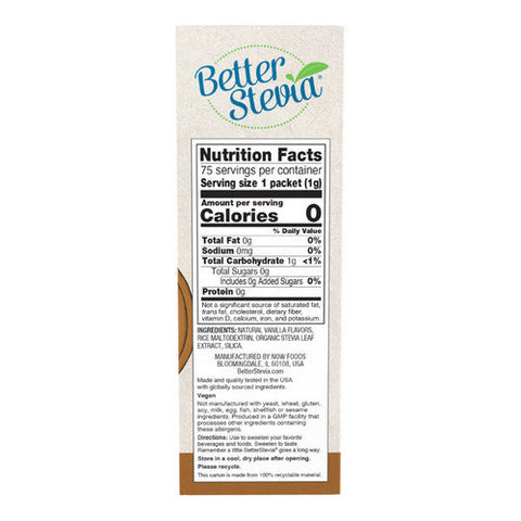 Now Foods, French Vanilla Stevia Packets, 75/box Now Foods