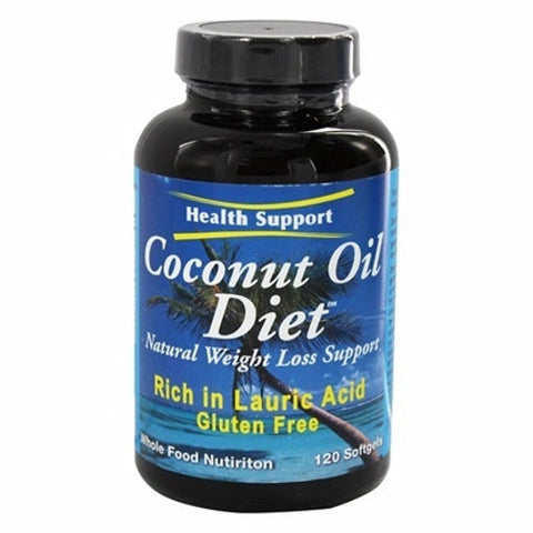 Health Support, Coconut Oil Diet Natural Weight Loss, 120 Softgels Health Support