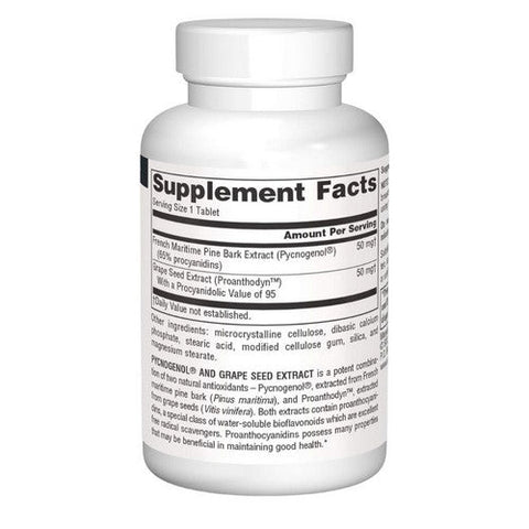 Source Naturals, Pycnogenol and Grape Seed Extract, 100 30 Tabs Source Naturals