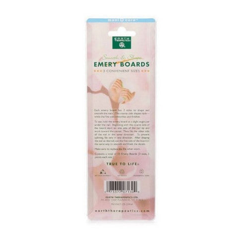 Earth Therapeutics, Smooth And Shape Emery Boards 3 Sizes, 15 Count Earth Therapeutics