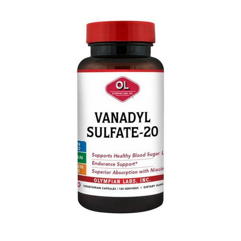 Olympian Labs, Vanadyl Sulfate With Niacin, 20 mg, with Niacin 100 caps Olympian Labs