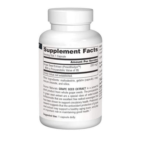 Source Naturals, Proanthodyn Grape Seed Extract, 200 Mg, 60 Caps Source Naturals
