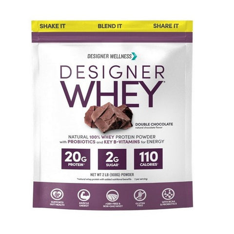 Designer Whey, Designer Natural 100% Whey Protein Powder Double Chocolate, 2 Lbs Designer Whey