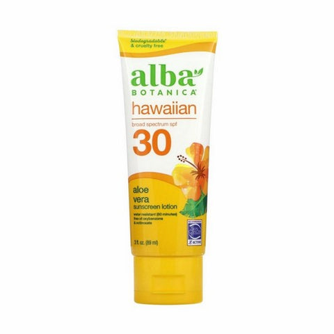 Alba Botanica, Hawaiian Sunscreen Soothing Aloe Vera SPF 30, 3 Oz Alba Botanica