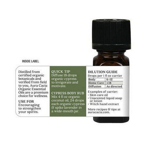 Aura Cacia, Organic Cypress Essential Oil, 0.25 Oz Aura Cacia