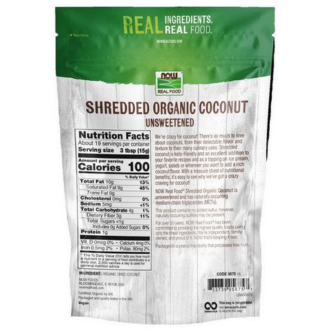 Now Foods, Coconut Organic Unsweetened, 10 oz Now Foods