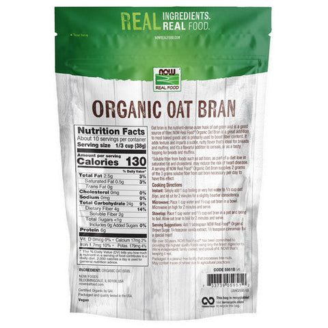 Now Foods, Oat Bran, 14 oz Now Foods