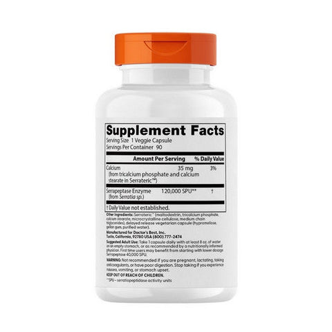 Doctors Best, High Potency Serrapeptase, 120,000 SPU, 90 Veggie Caps Doctors Best