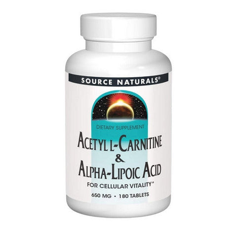 Source Naturals, Acetyl L-Carnitine And Alpha-Lipoic Acid, 650 Mg, 180 Tabs Source Naturals
