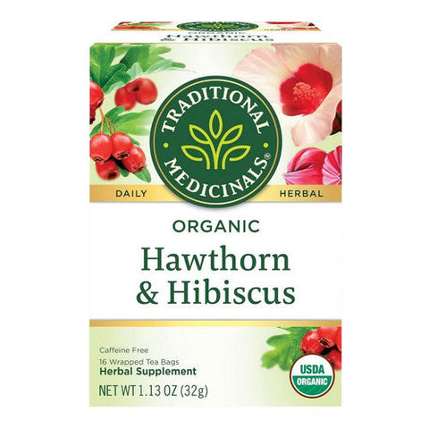 Traditional Medicinals, Organic Hawthorn And Hibiscus Tea, 16 Bags Traditional Medicinals