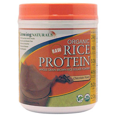 Growing Naturals, Organic Rice Protein Powder, Chocolate 16.8 oz Growing Naturals