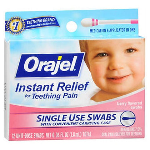 Trojan, Baby Orajel Instant Teething Pain Relief Swabs, Berry Flavor 12 ct Orajel