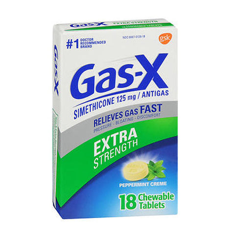 Gas-X, Simethicone Antigas Extra Strength Peppermint Crème, 18 Chewable Tablets Gas-X