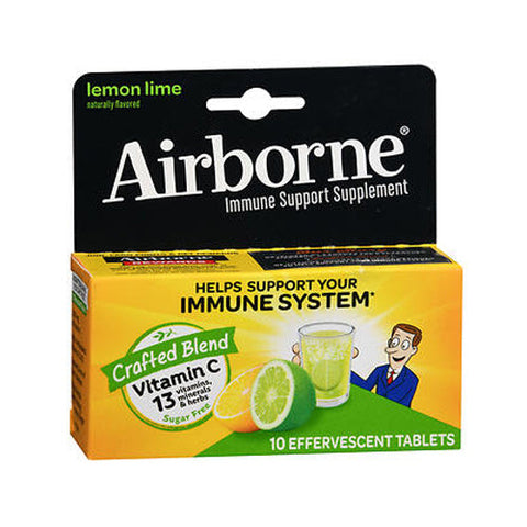 Airborne, Effervescent Health Formula Lemon Lime, lemon lime 10 tabs Airborne