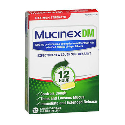 Mucinex Dm, Expectorant And Cough Suppressant 12 Hour Extended-Release Maximum Strength, 14 Tabs Mucinex Dm