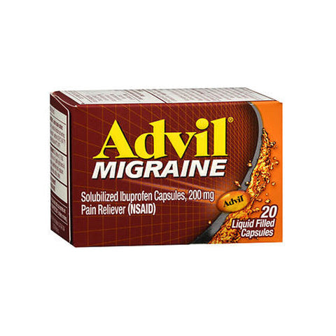 Advil, Migraine Solubilized Ibuprofen Pain Reliever, 200 Mg, 20 Liquid Gels Advil