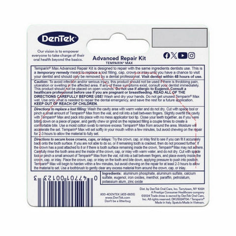 Dentek, Temparin Max Lost Filling Loose Cap Repair, 2.64 gm Dentek
