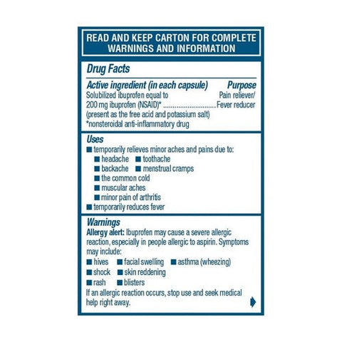 Advil, Solubilized Ibuprofen Pain Reliever Fever Reducer, 200 Mg, 20 Liquid Filled Capsules Advil