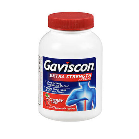 Gaviscon, Antacid Chewable Tablets Extra Strength Cherry Flavor, 100 Count Gaviscon