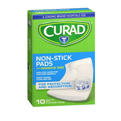 Medline, Curad Non-Stick Pads With Adhesive Tabs, 2 Inches X 3 Inches, 10 Each Curad