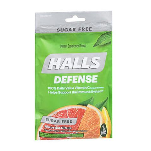 Halls, Immune System Defense Vitamin C Drops Sugar Free Assorted Citrus, 25 Count Halls