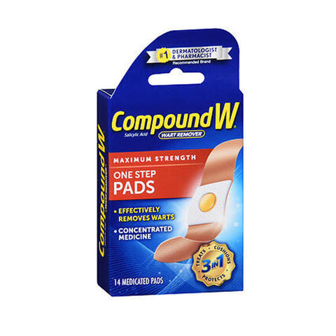 Compound W, Wart Remover Salicylic Acid One Step Medicated Pads Maximum Strength, 14 Count Compound W