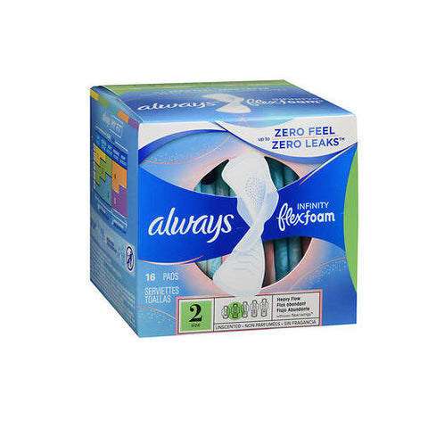 Always Discreet, Infinity Heavy Flow Maxi Pads With Flexi-Wings Unscented, 16 Count Always Discreet