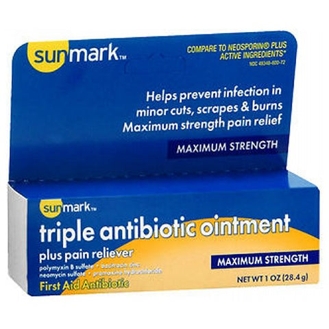 Sunmark, Triple Antibiotic Ointment Plus Pain Reliever, 1 Oz Sunmark