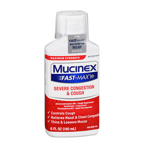 Mucinex, Fast-Max Severe Congestion Cough Liquid Maximum Strength, 6 oz Mucinex