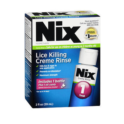 Nix, Lice Treatment Creme Rinse And Nit Removal Comb, 2 oz Nix