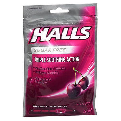 Halls, Cough Drops Sugar Free Black Cherry, 25 Count Halls