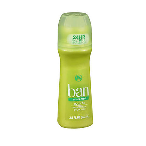 Ban, Antiperspirant Deodorant Invisible Roll-On Unscented, 3.5 Oz Ban