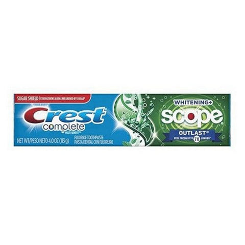 Crest, Complete Plus Scope Outlast Fluoride Toothpaste Long Lasting Mint, 4 Oz Crest