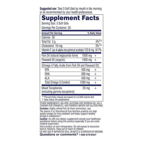 Theratears, Eye Nutrition Omega-3 Soft Gels, 1200 Mg, 90 Count