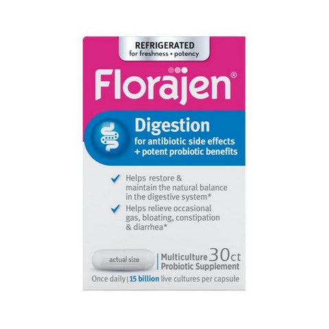 Florajen, Digestion Multiculture Probiotic, 30 Caps Florajen